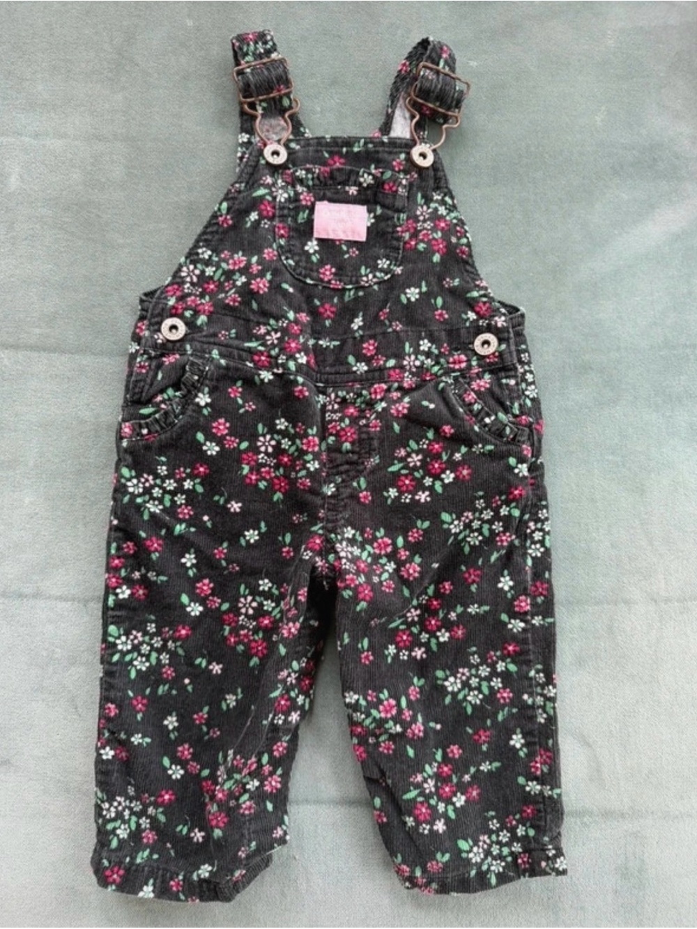 Oshkosh Corduroy Overalls - Pink & Green Floral